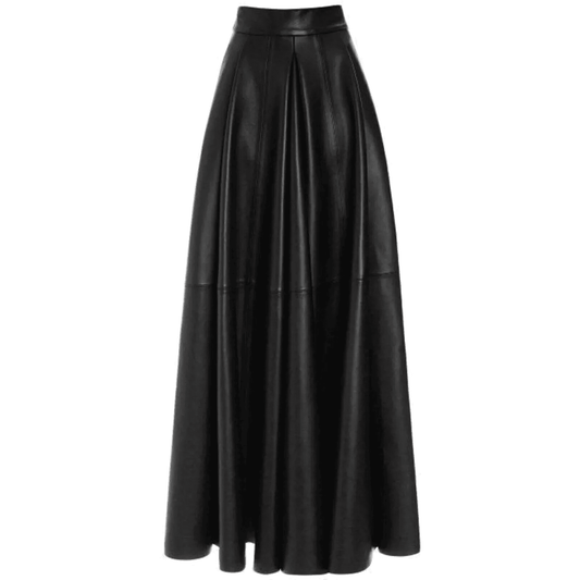 Lambskin Flare Long Skirt — Elevated & Versatile