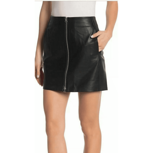 Soft Lambskin Mini Skirt with Modern Zipper Design