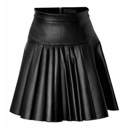 A-Line Pleated Midi Skirt in Lambskin