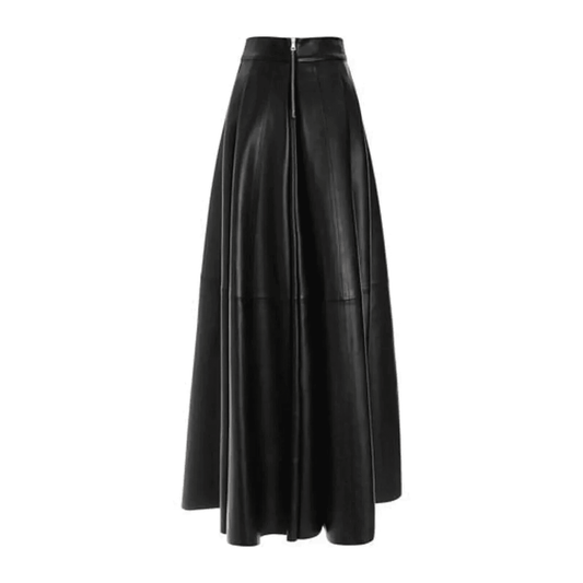 Lambskin Flare Long Skirt — Elevated & Versatile