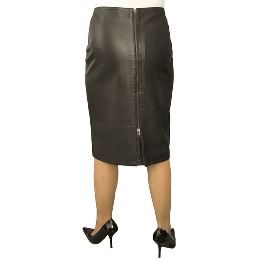 Premium Knee-Length Leather Skirt