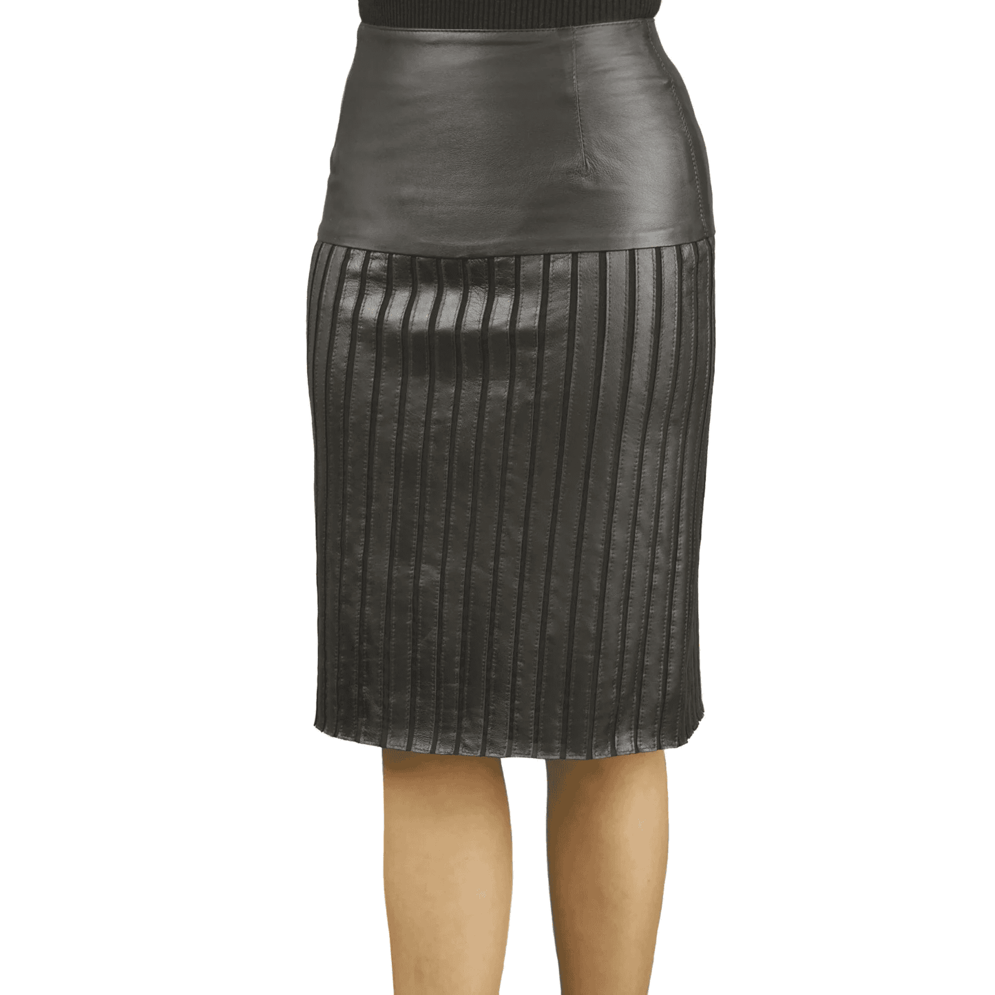 Lambskin Leather Midi Skirt