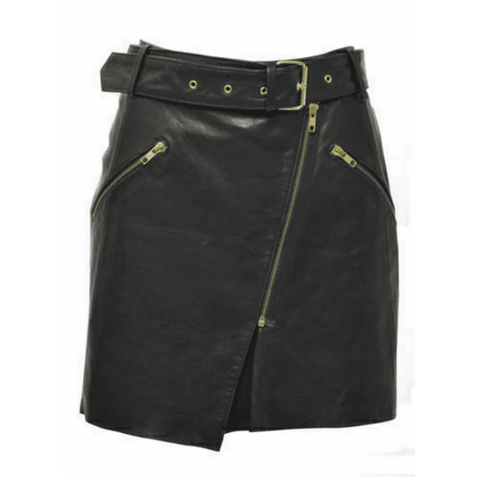 Lambskin Pencil Skirt with Gold Accents