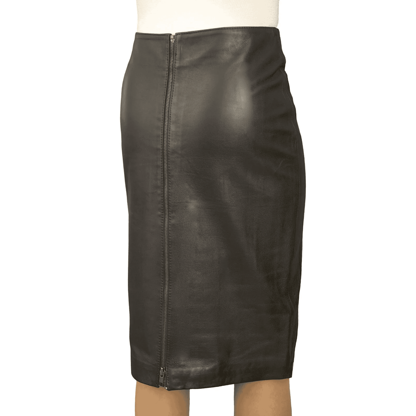 Premium Knee-Length Leather Skirt